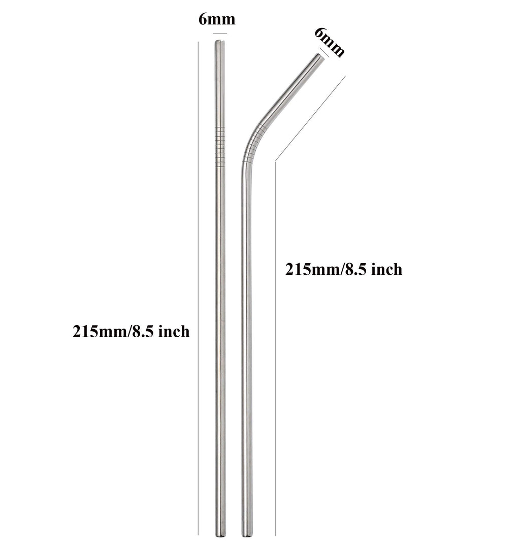 Reusable Metal Bent Straws 50-Pack in Bulk. 215mm/8.5 Inch Stainless Steel Drinking Straws in Bulk for Wholesale.Curved Straws for 20oz Tumblers Yeti (Silver All Bent 50pcs-8.5")