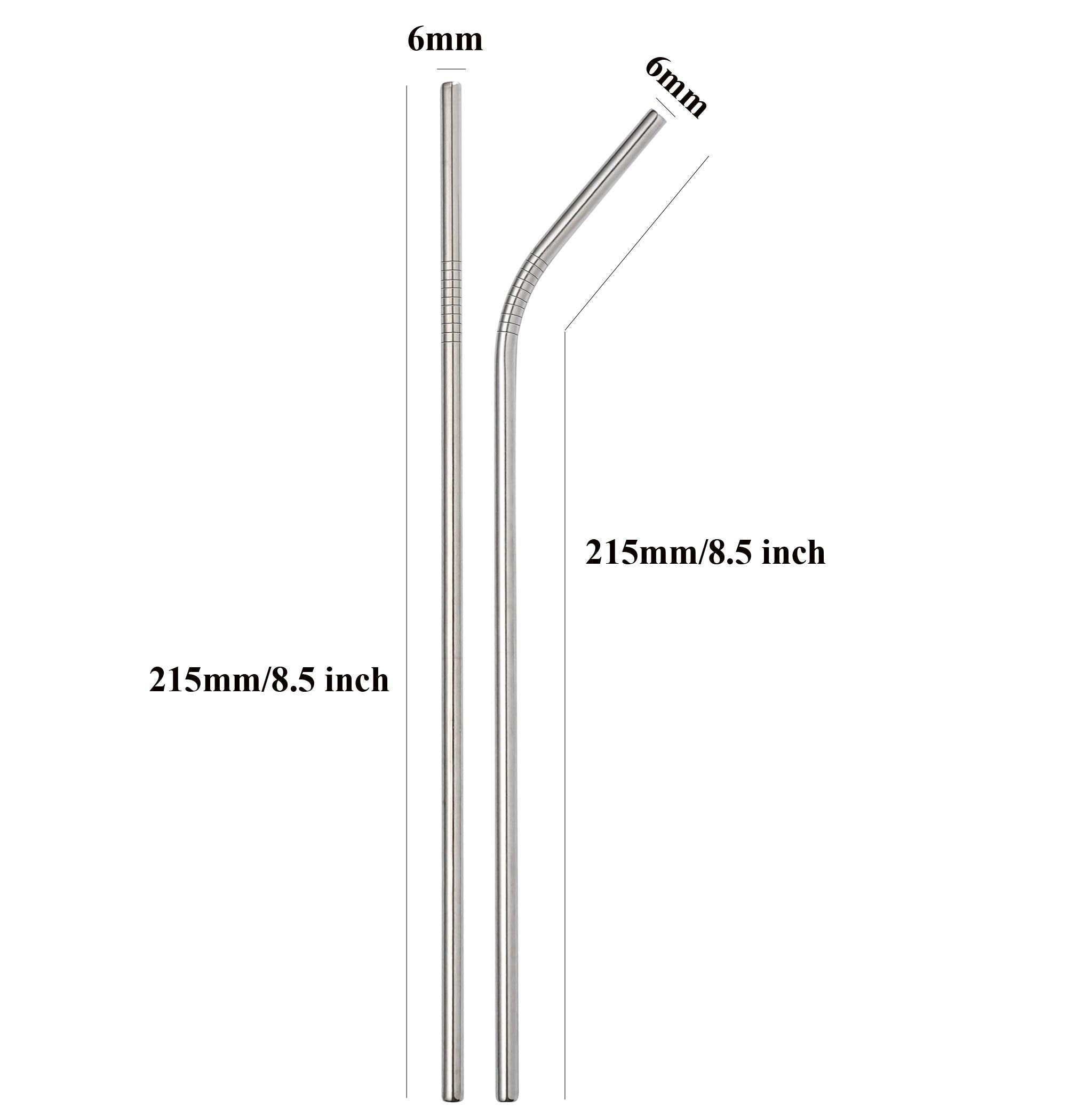 Reusable Metal Bent Straws 50-Pack in Bulk. 215mm/8.5 Inch Stainless Steel Drinking Straws in Bulk for Wholesale.Curved Straws for 20oz Tumblers Yeti (Silver All Bent 50pcs-8.5")