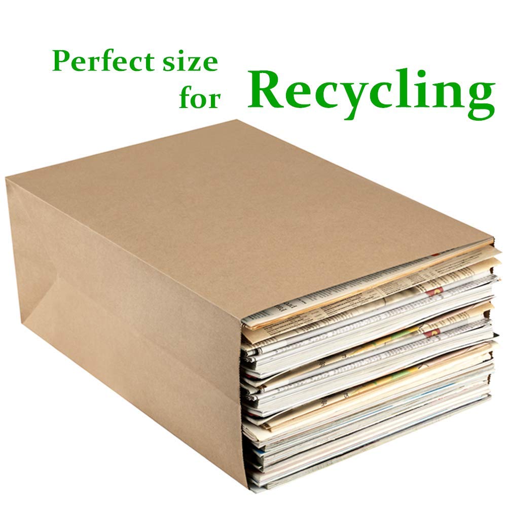 BagDream Grocery Bags 12x7x17 Inches 50Pcs Heavy Duty Kraft Brown Paper Grocery Bags Durable Kraft Paper Bags, Paper Barrel Sack Bags, 100% Recycled Kraft Paper Gift Bags Bulk