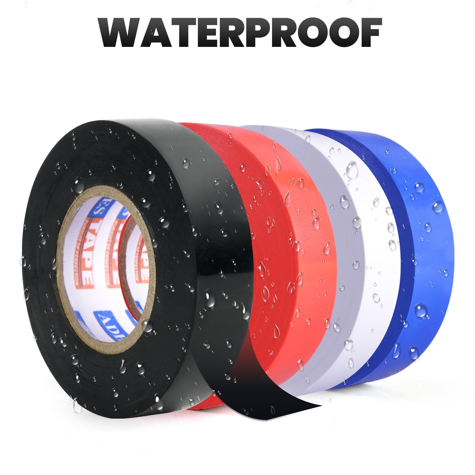 ADHES Professional Electrical Tape Black, 10 Pack, 0.75 inch x 65.6 feet, Waterproof & Weather Resistant Electric Tape Ideal for Contractors & Electricians, Indoor&Outdoor