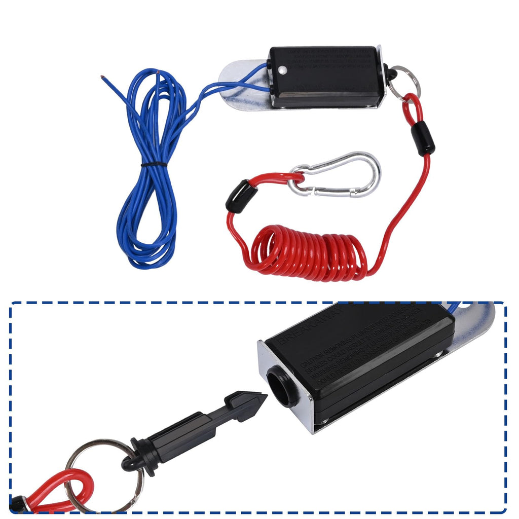 EATAKWARD Trailer Breakaway Switch, 4ft Breakaway Coiled Cable Kit with Electric Trailer Brake Switch Control Fit for RV Towing Trailers(4ft)