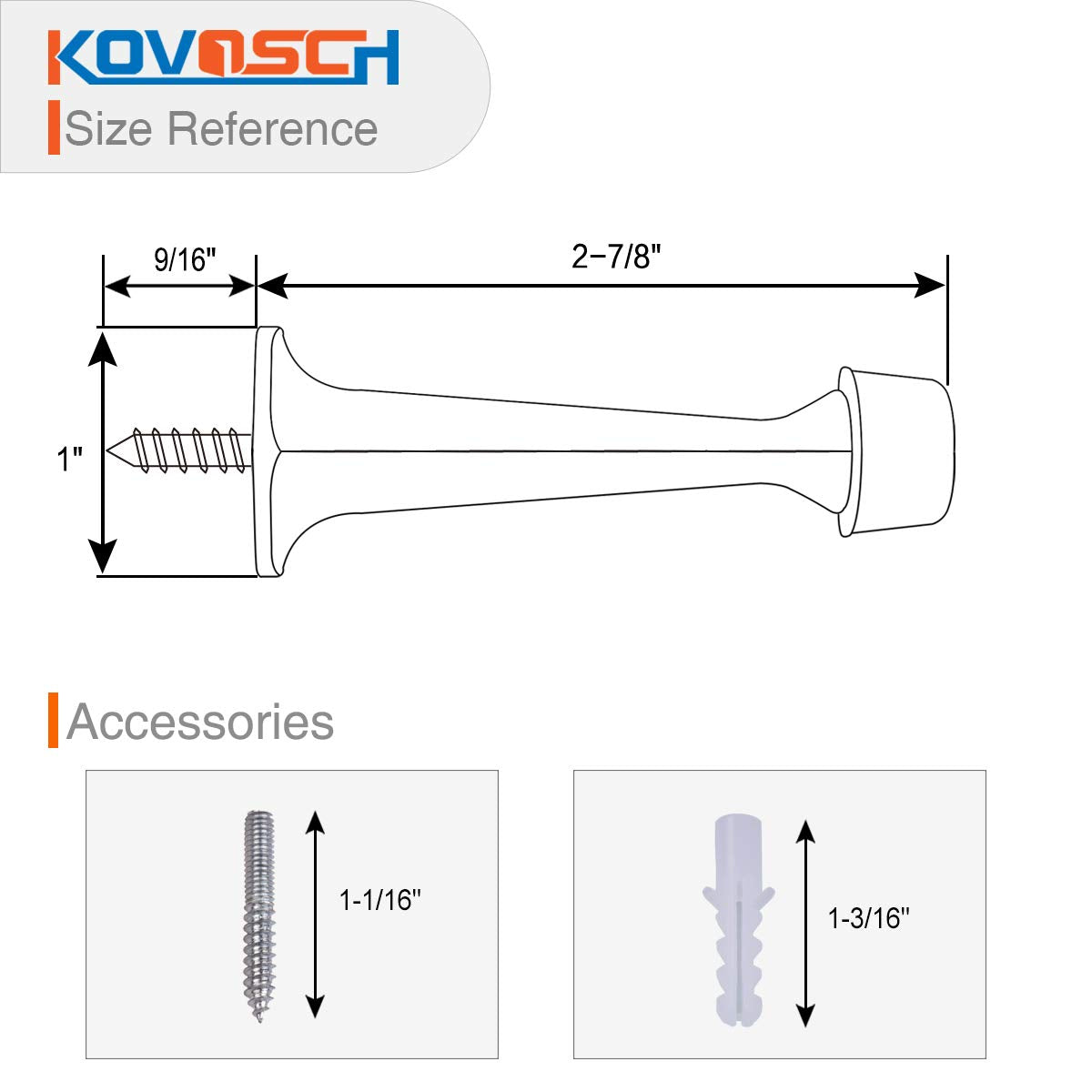 KOVOSCH 10 Pack Solid Rigid Door Stops - Heavy Duty Durable Door Stoppers Wall Protector with Soft Rubber Tips, White