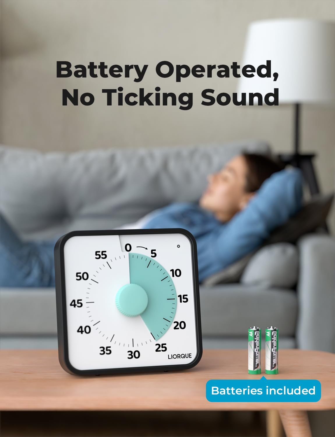 LIORQUE 19cm Visual Timer Large Timer for Classroom, 60 Minute Countdown Timer No Ticking with Magnetic Back, 3 Level Volumes & Vibrating & Light Alarm