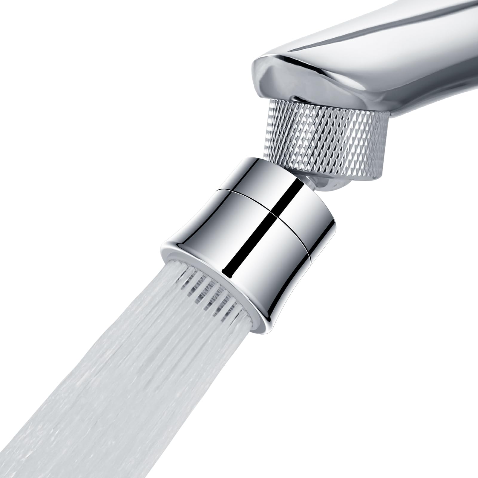 Hibbent 360° Swivel Kitchen Faucet Aerator - Solid Brass Dual Spray Mode, Bubble/Strong Spray with 1.8 GPM Flow Rate, Universal Fit for Standard 15/16" Female Thread & 55/64" Male Thread, Chrome