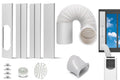 Portable AC Window Kit with Exhaust Hose, Air Conditioners Kits Parts Adjustable Window Seals for Sliding Window, Vertical Sliding AC Vent Kit with 5.9” Round Coupler