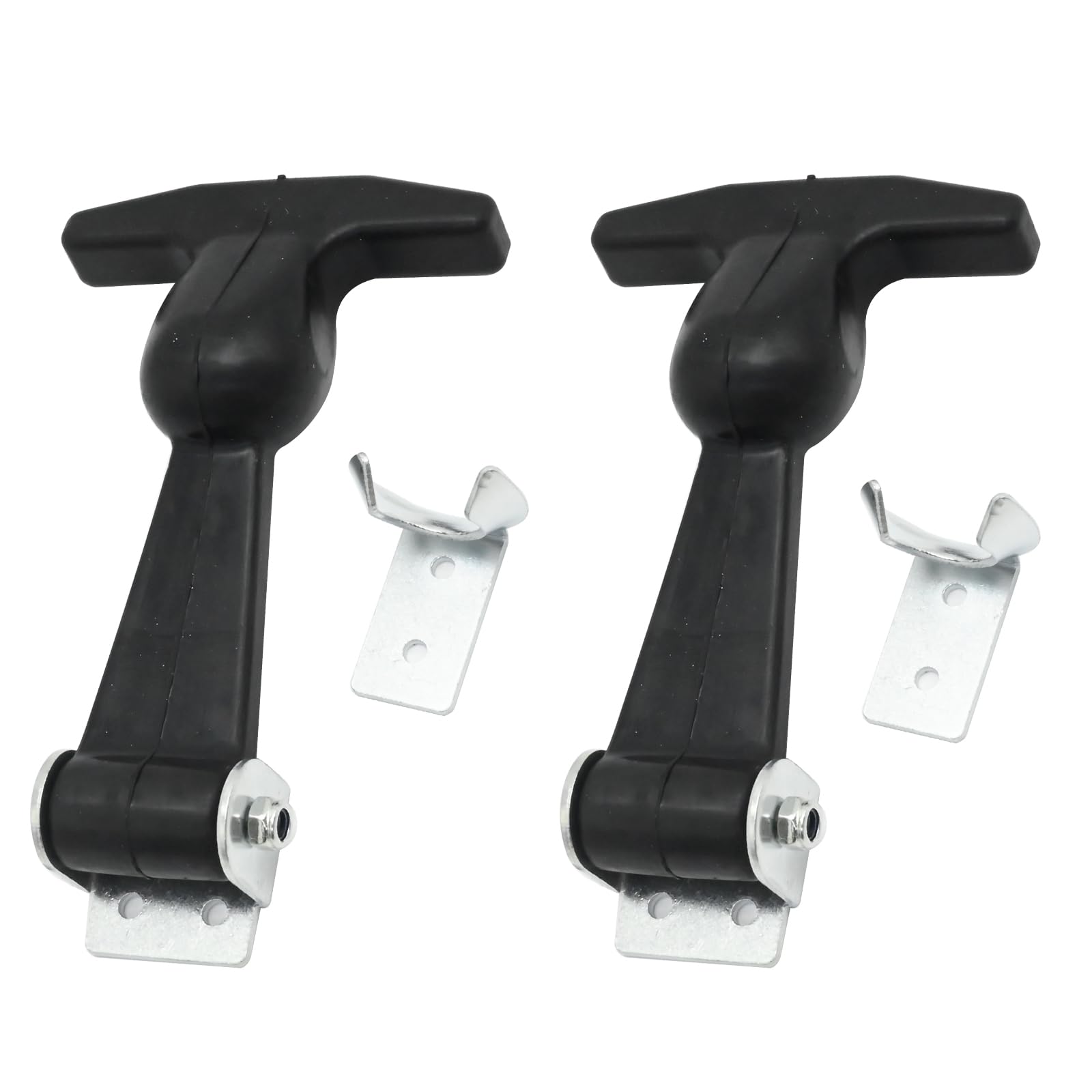 DUZFOREI 2PCS Rubber Hood Latch Flexible T-Handle Hasps Black Draw Latches, Elastic Stainless Steel Rubber Cover Strap Bracket, Suitable for Toolboxes and Vehicle Engine Hoods
