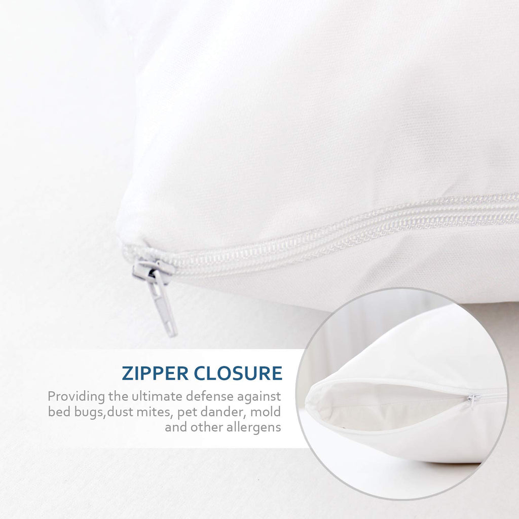 Pillow Protectors Queen 4 Pack, Waterproof Pillow Cover White, Bed Bug Proof Pillow Protector, Zippered Pillow Protectors 20 x 30 inch, Pillow Encasement