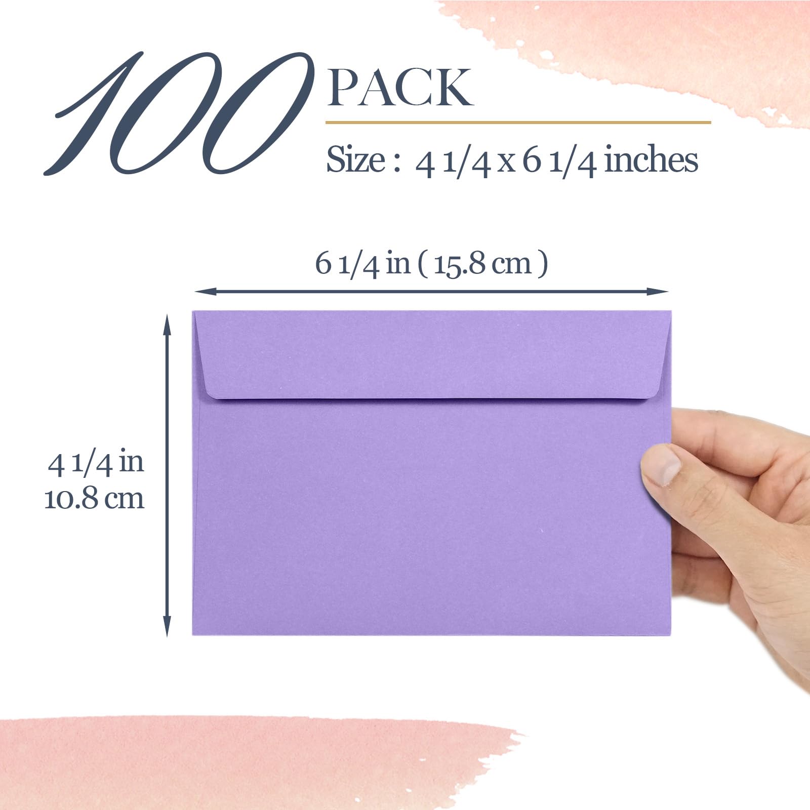 A4 Envelopes, 100-Pack Colored Envelopes 4x6, Envelopes for Invitations, Pastel Colored Envelopes, A4, 4 1/4 x 6 1/4 Inches, 10 Pastel Colors