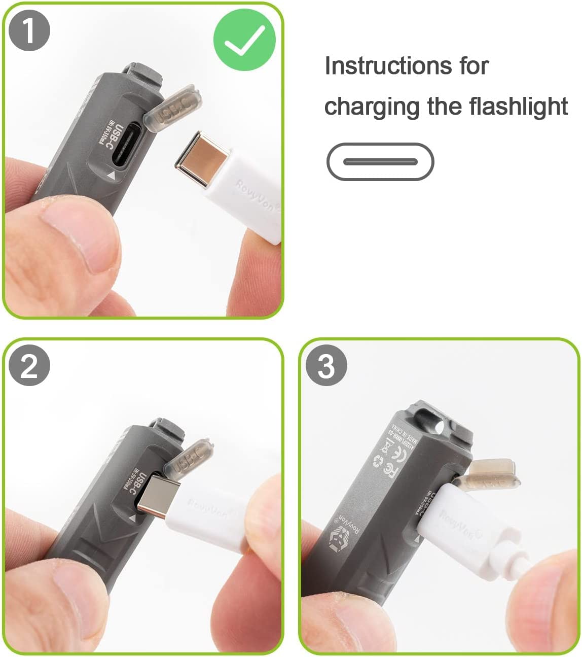 RovyVon Aurora A1 USB-C Keychain Flashlight, 650 Lumens Super Bright with EDC Pocket-Sized, Momentary On, Lock Mode, Choice for Camping Emergency Outdodr(ArmyGreen)