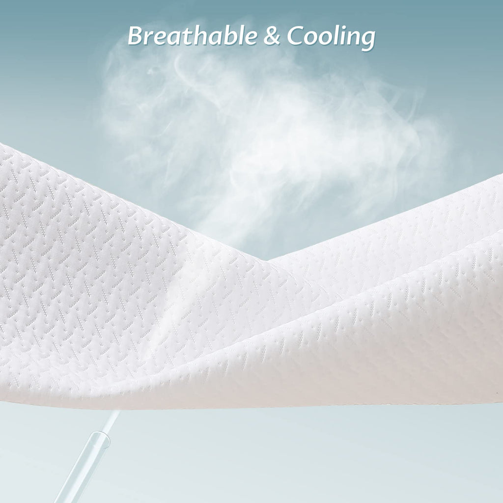 King Size Waterproof Mattress Protector, Breathable 3D Cooling Mattress Pad Fits 18" Deep Pocket, Noiseless Mattress Cover White