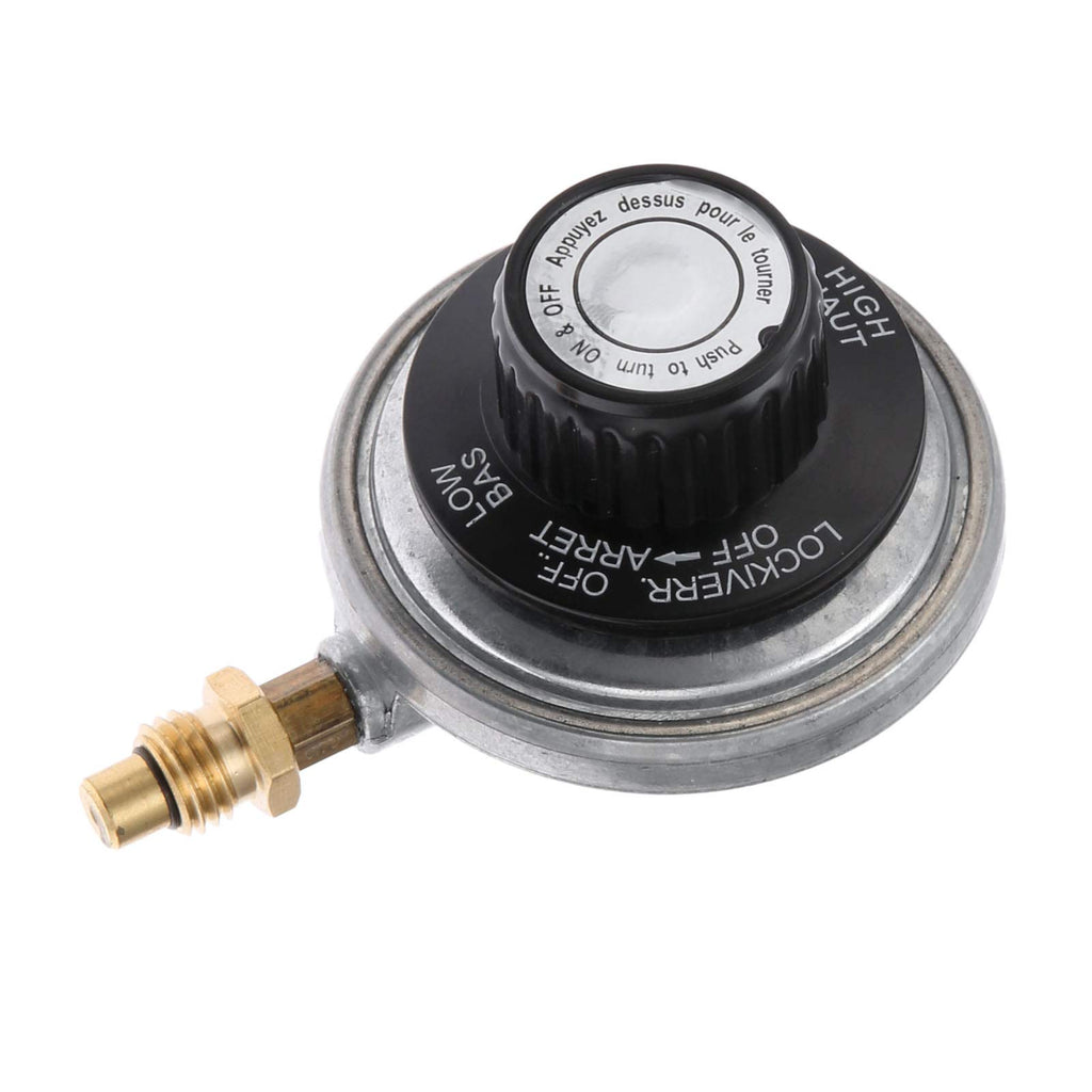 Aupoko Propane Gas Grill Control Valve Table Top Regulator, Propane Gas Grill Control Valve with M12 0.7mm Nozzle Jet and 1"-20 Female Throwaway Cylinder Thread Inlet and an Orifice Outlet