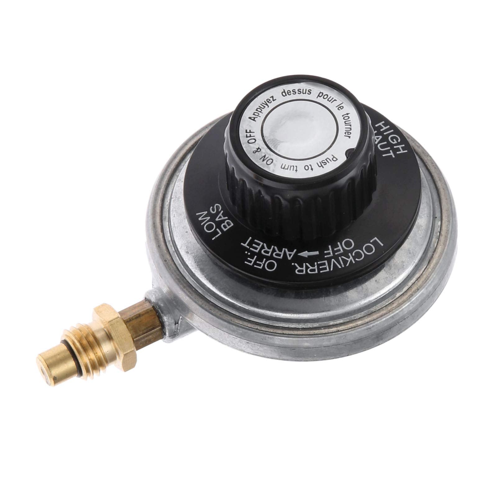 Aupoko Propane Gas Grill Control Valve Table Top Regulator, Propane Gas Grill Control Valve with M12 0.7mm Nozzle Jet and 1"-20 Female Throwaway Cylinder Thread Inlet and an Orifice Outlet