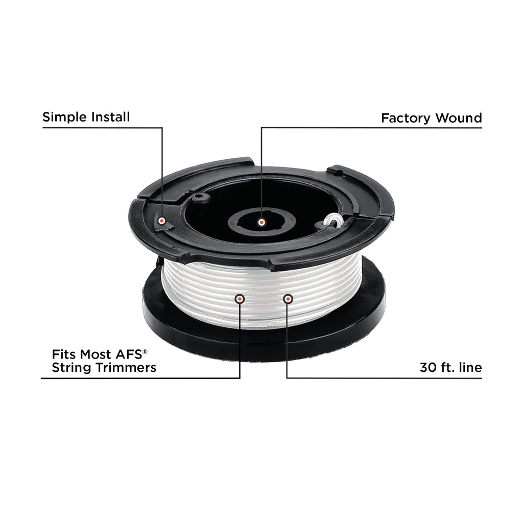 BLACK+DECKER Trimmer Line Replacement Spool, Autofeed 30 ft, 0.065-Inch, 2-Pack (AF-100-2)