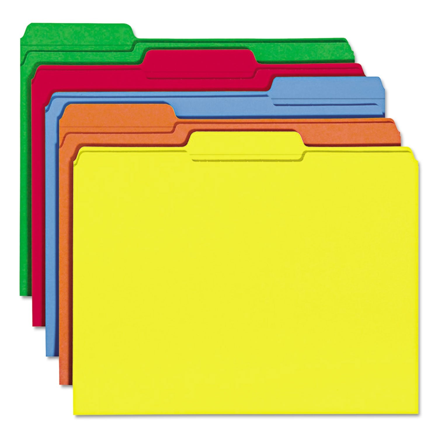 Smead File Folders, 100-Pack, Letter Size, 1/3-Cut Tab, Primary Assorted Colours, Blue Green Orange Red Yellow, Colour-Coded Filing for Home Office, School and Business Organization