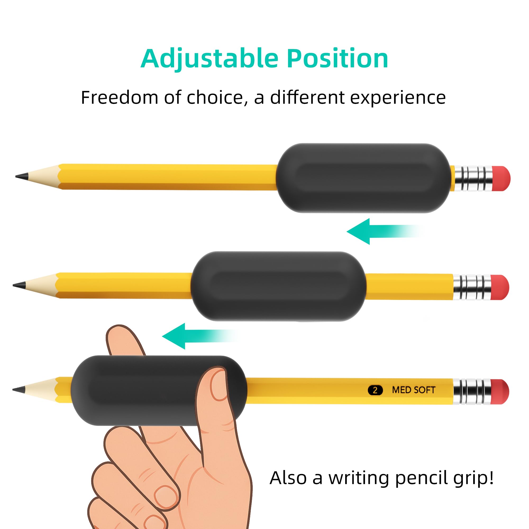 ELETIUO 5-Pack Weighted Pencil Grips – 1oz Silicone Handwriting Aid for Kids, Elderly & Special Needs – Improves Penmanship for Autism,ADHD,Tremors,Dyspraxia & Fine Motor Skills