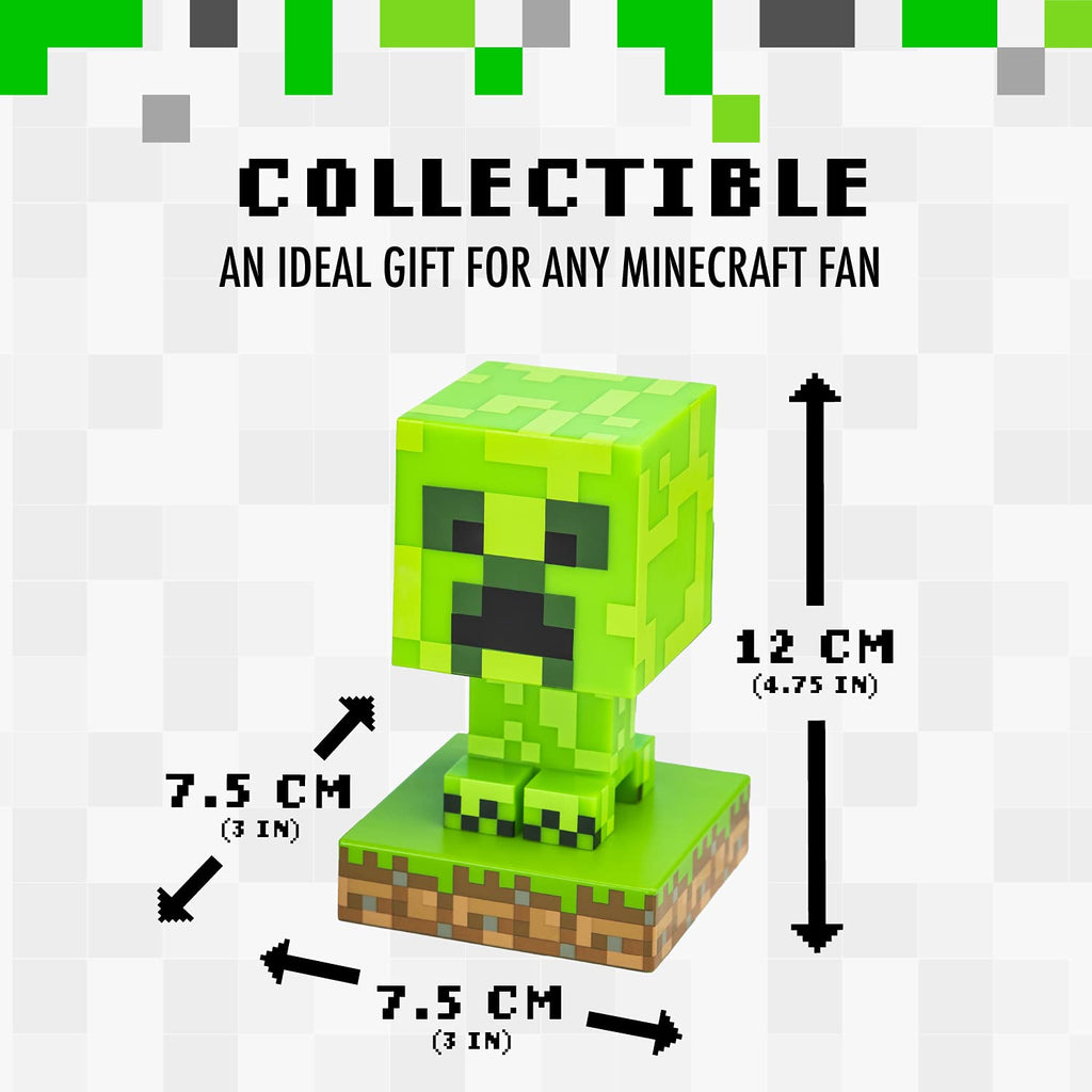 Minecraft Creeper Light, 3D Lamp - Officially Licensed Night Light - 12 cm Tall, Battery Powered, Gaming Room & Bedroom Decor for Minecraft Gamers | Paladone