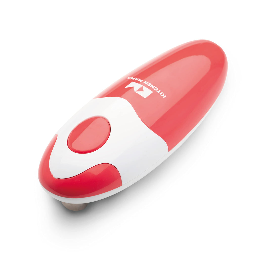 Kitchen Mama Auto Electric Can Opener: Safe, Easy with One Touch, Smooth Edge, Battery Operated, Cordless, Automatic Can Opener for Seniors with Arthritis, Hand Held Appliances, YES You CAN (Red)