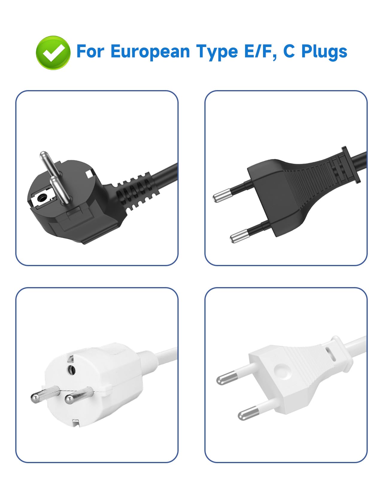 European to Canada Plug Adapter, EU to Canada Adapter, 3 AC Outlets for European Electronic Devices, Travel from France, Italy, Spain, Germany,13A/1625W