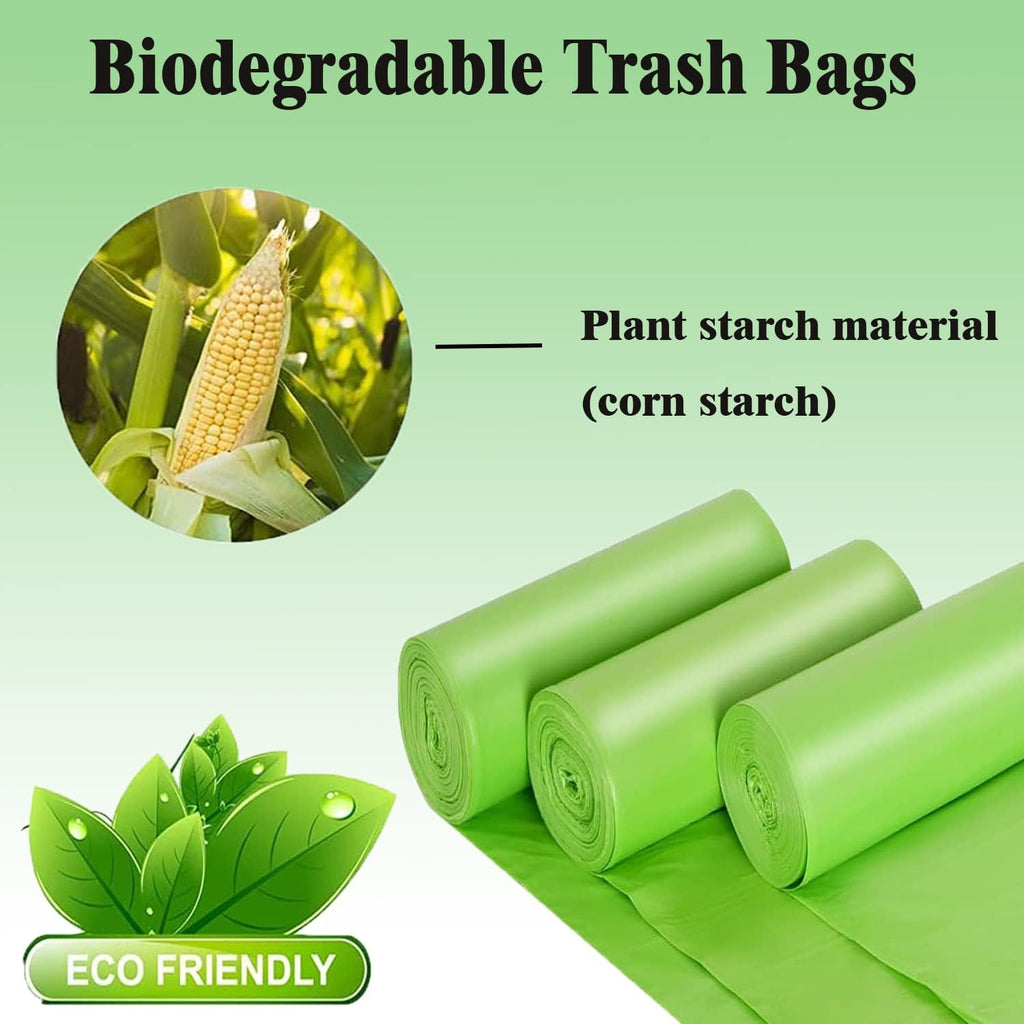 4-6 Gallon Small Trash Bags Biodegradable, 20 Liter Mini Compostable Strong Bathroom Garbage Bags with Tear & Leak Resistant, Recycling Eco-Friendly Trash Can Plastic Liner, Green, 200 Counts