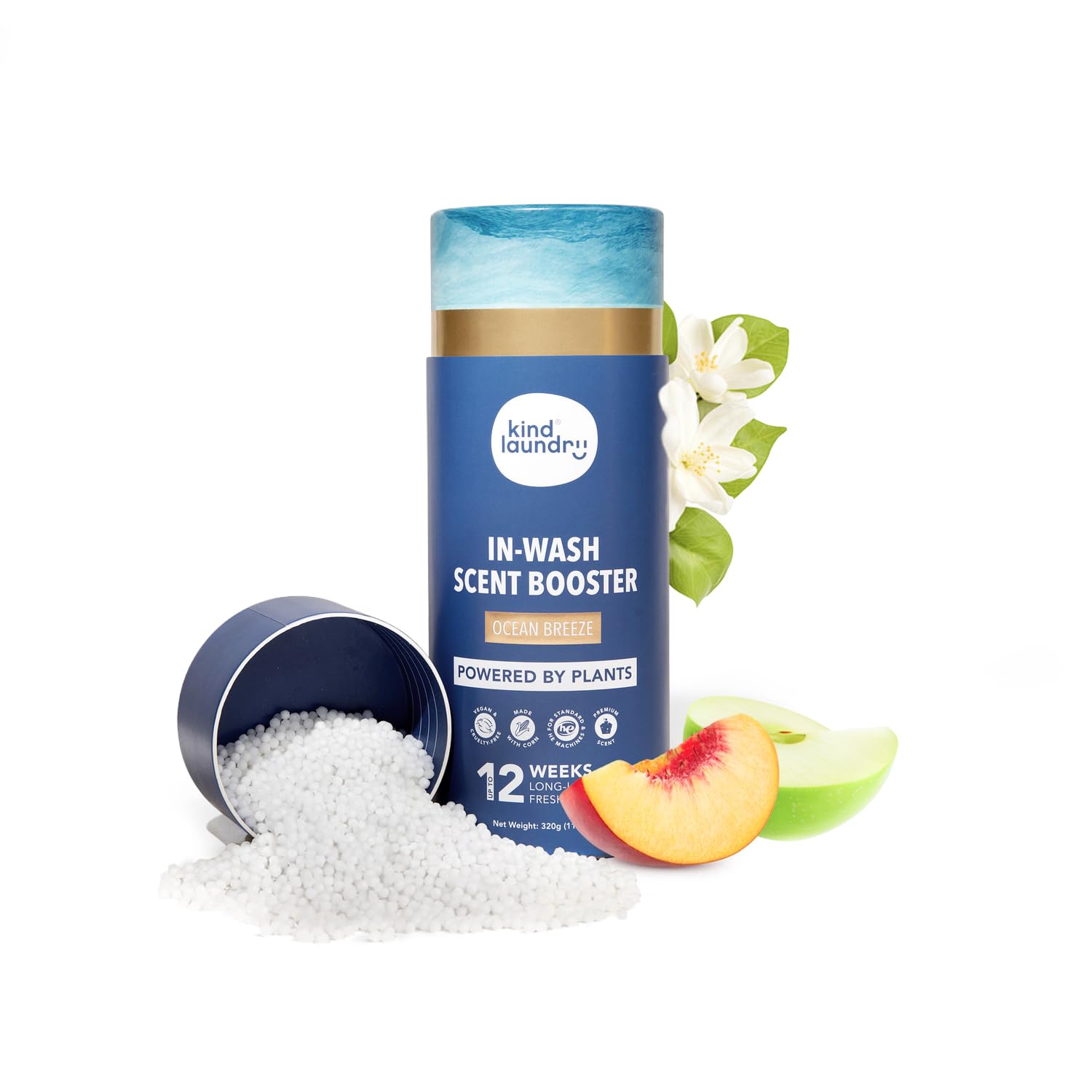 Kind Laundry In Wash Scent Booster Beads - Ocean Breeze - 12-Week Lasting Fragrance - Natural Laundry Booster Beads & Smell Deodorizer - Environment Friendly Odor Eliminator for Clothes (11Oz)