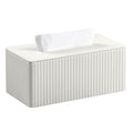 MEIBOOCH Tissue Box Cover Stylish PU Leather Rectangular Tissue Box Holder with Magnetic Bottom Cover for Bathroom Bedroom or Office (Ivory)