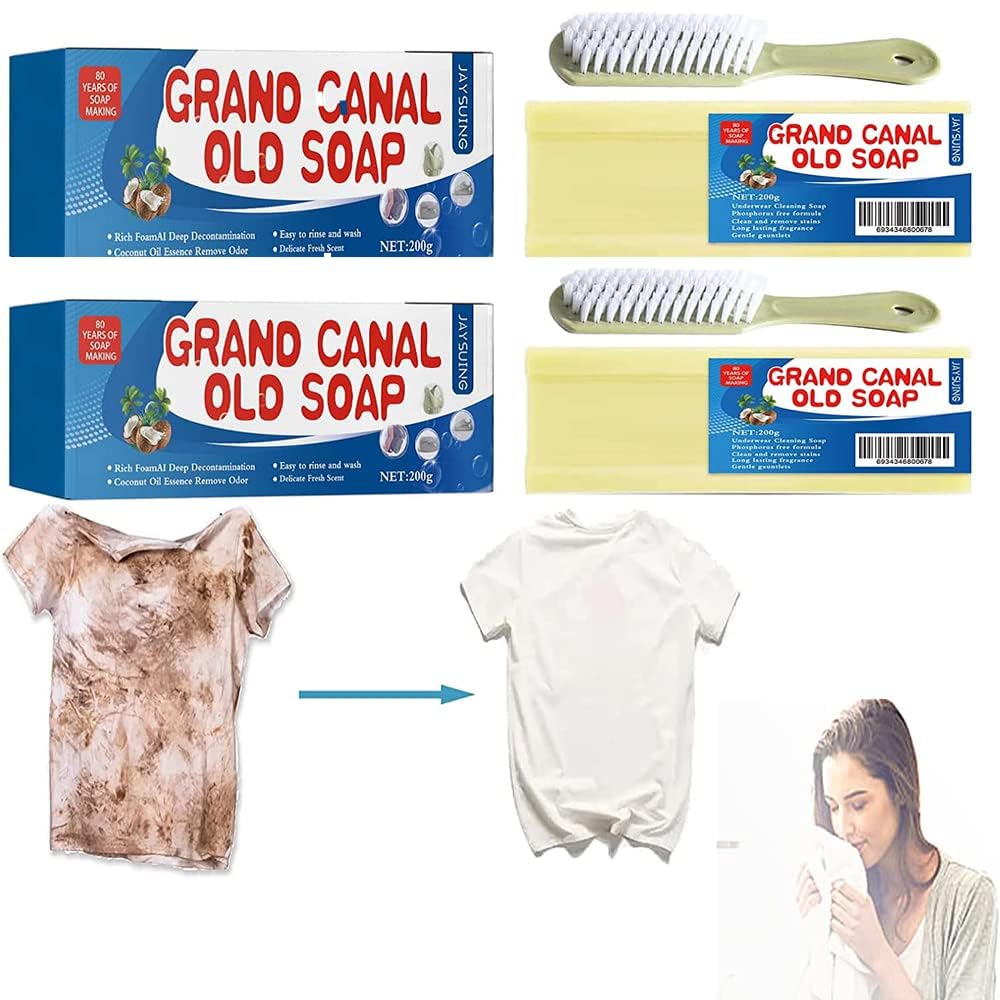 2Pcs Grand Canal Soap,Grand Canal Underwear Cleaning Soap, Laundry Stain Remover Bar, Gentle and Does Not Hurt Hands