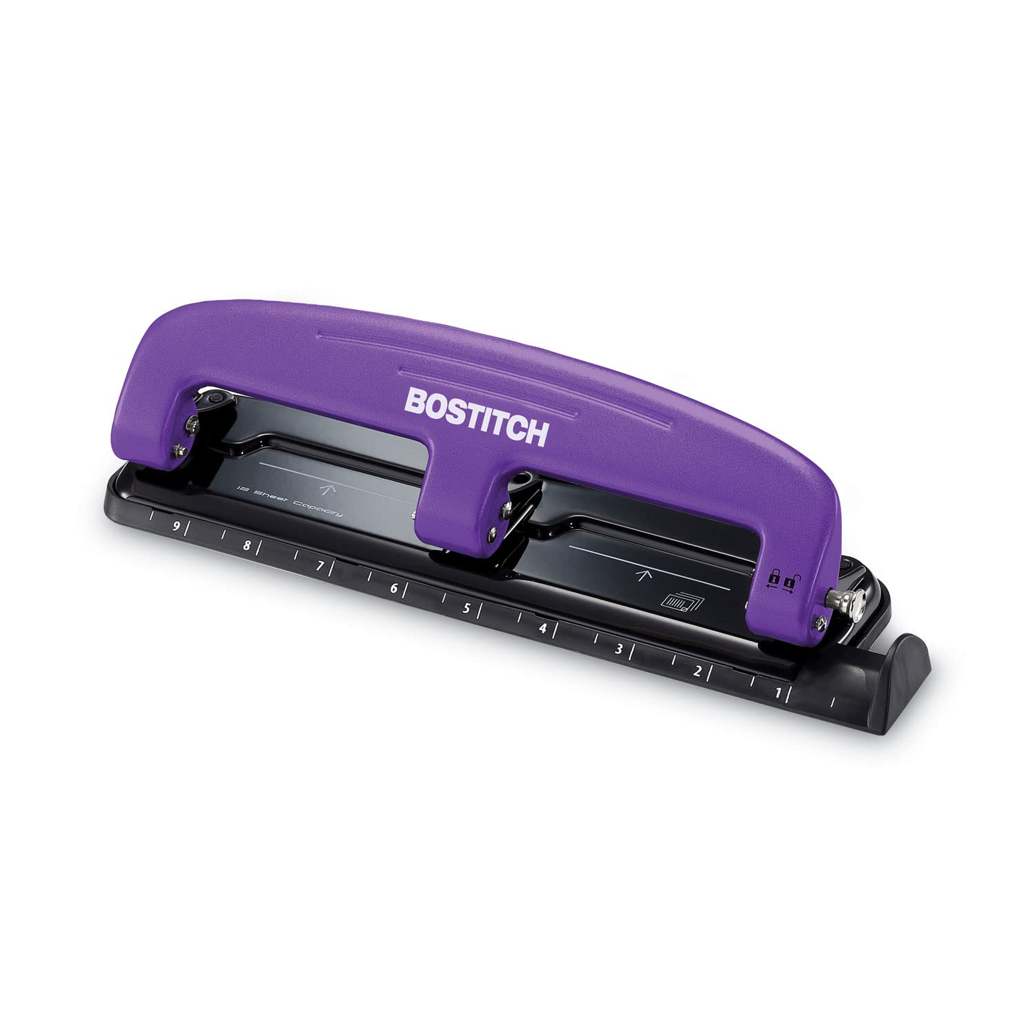 PaperPro inPRESS 12 Reduced Effort 3-Hole Punch, 12 Sheets, Purple (2105)