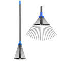 Oliynedy Adjustable Metal Leaf Rake Long Handle, Garden Rakes for Lawns Heavy Duty Leaves with Expandable Head 8-17", Yard Women Kids Rake for Gardening RV Camping