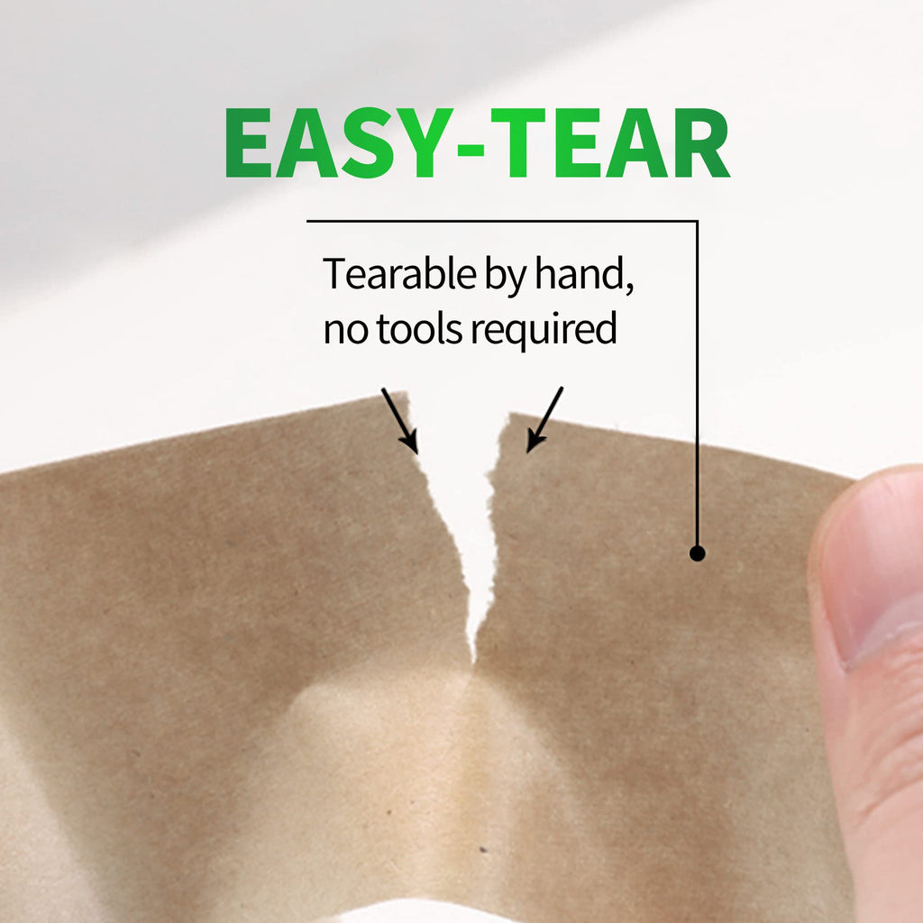 TAPEBEAR 6 Rolls Eco-Friendly Kraft Paper Tape, 2inch x 60yards Biodegradable Kraft Paper Tape, Recyclable Writable Packing Tape, Non-Coated Surface for Masking, Sealing, and Packaging Use