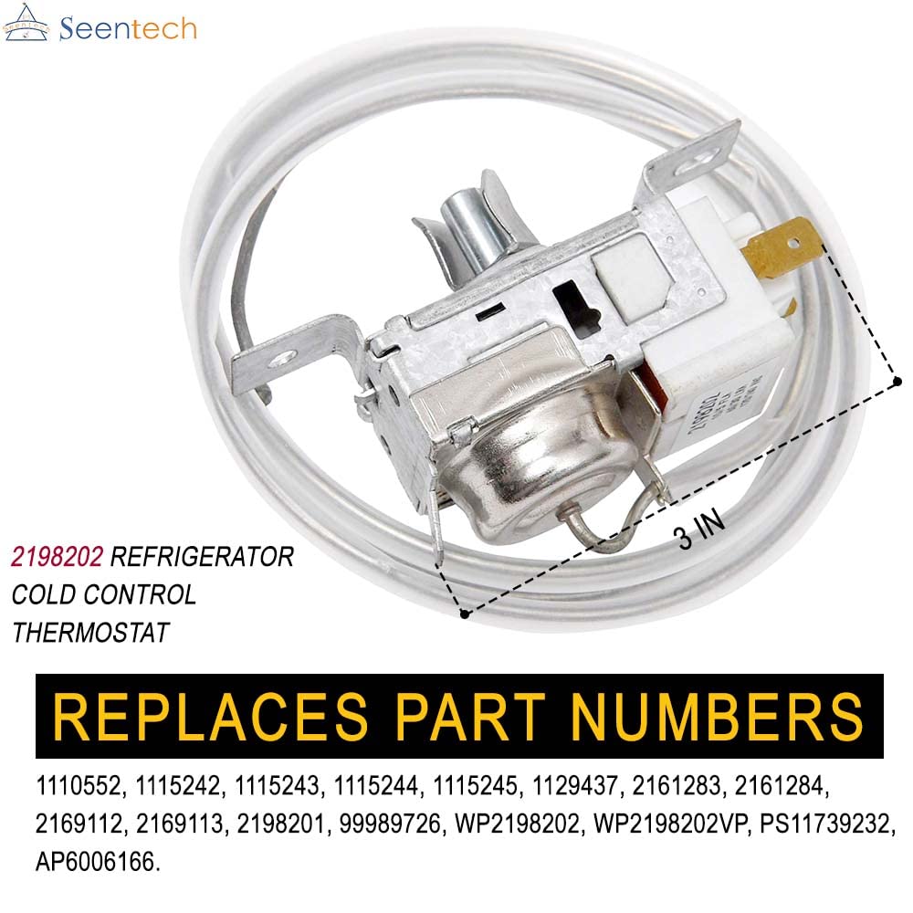 2198202 Refrigerator Cold Control Thermostat by Seentech Easy to Install - Exact Fit for Whirlpool,Kenmore Refrigerator - Replaces Part Numbers: WP2198202 2161284 2198201 PS11739232 AP6006166
