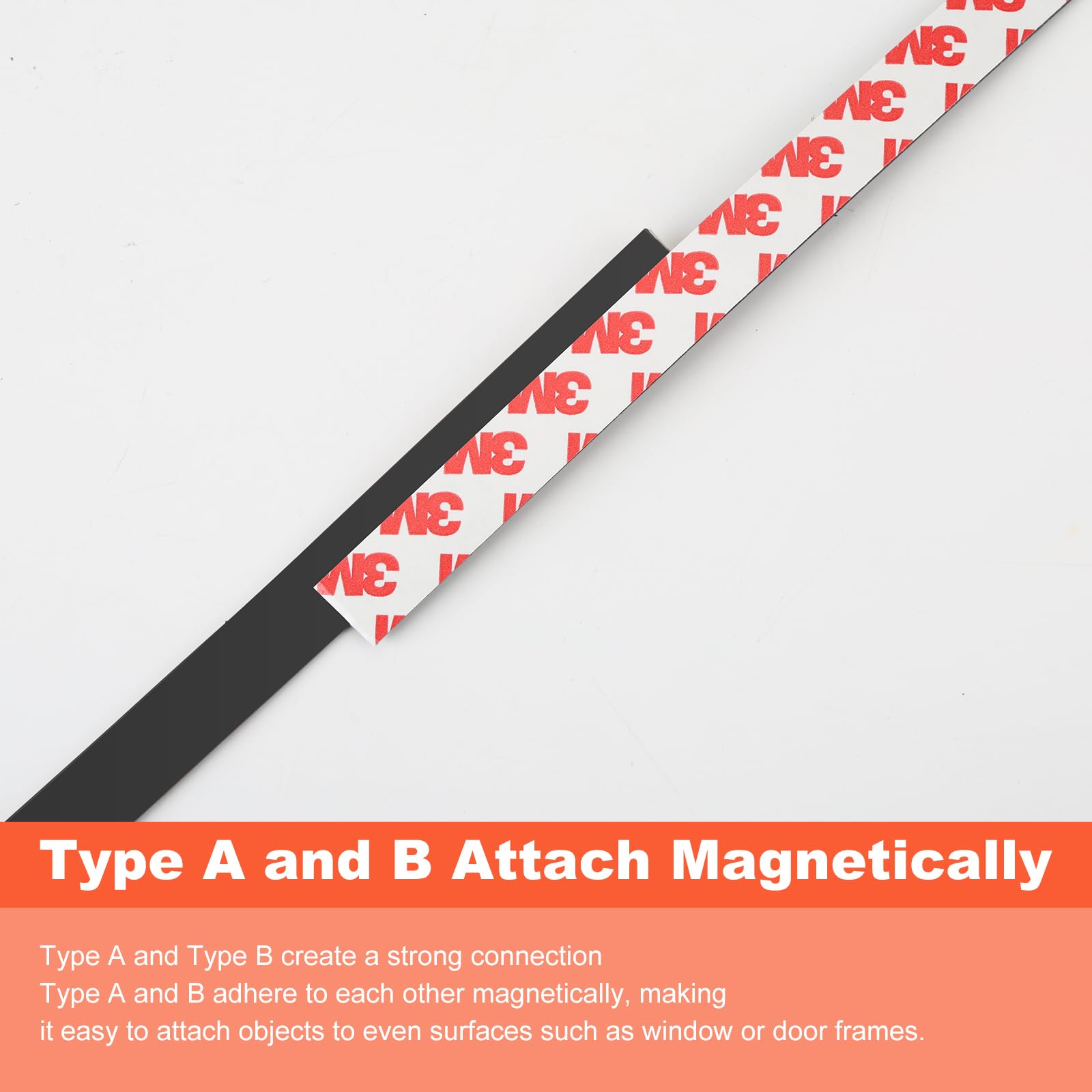 KiloDanMAG A+B Magnetic Tape with Adhesive Backing, Paired A+B Magnetic Strip (7.2FT X 0.6" W x 2 Roll) Flexible Magnet Tape Strips Roll Perfect for for Fly Screen, DIY Craft