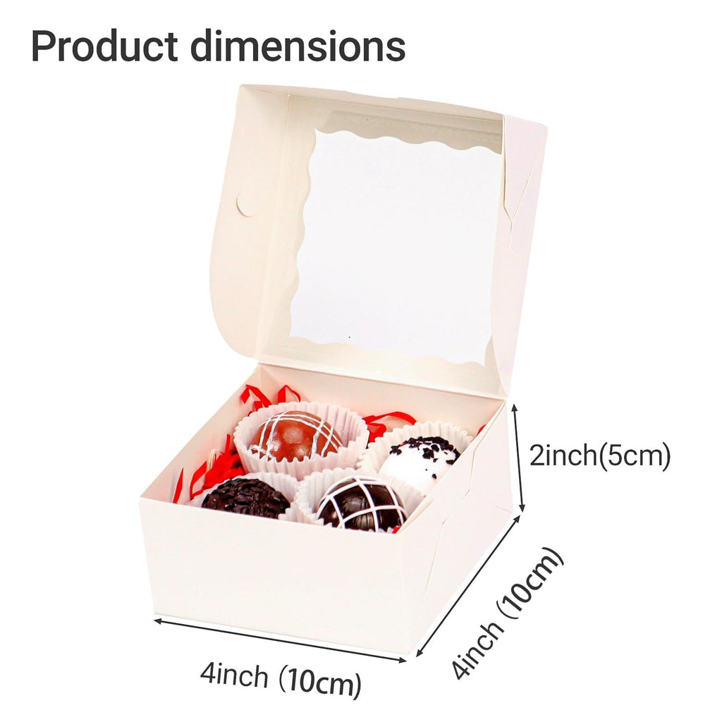 JCXGRVC 100Pack 4x4x2 Inch Cookies Boxes with Window Bakery Boxes for Chocolates, Strawberries, Cupcakes & Mini Cakes - Kraft Paper