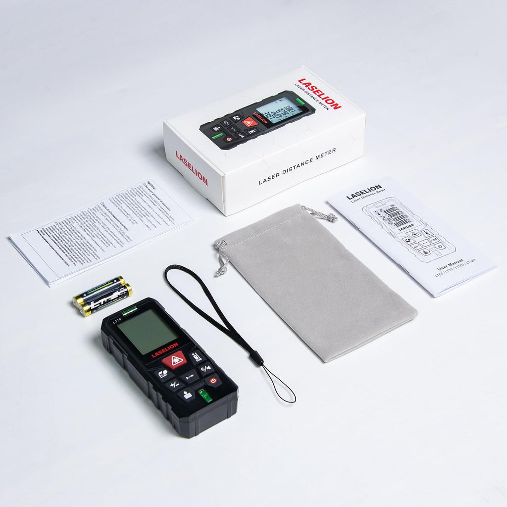 LASELION LT70 Laser Distance Meter – 70m (229ft) Range, High Accuracy, Multiple Measurement Modes, Built-in Level Bubble, and Mute Function (229ft)
