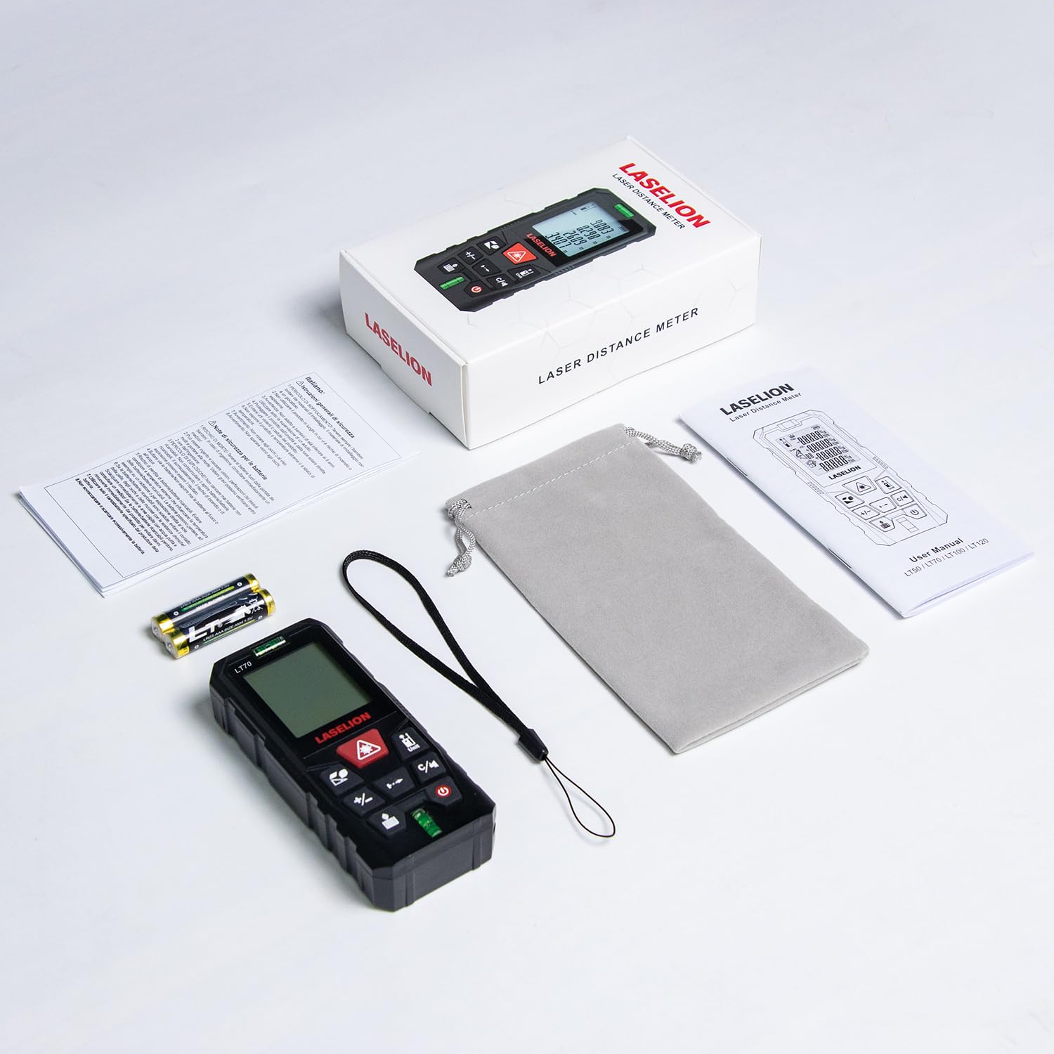 LASELION LT70 Laser Distance Meter – 70m (229ft) Range, High Accuracy, Multiple Measurement Modes, Built-in Level Bubble, and Mute Function (229ft)