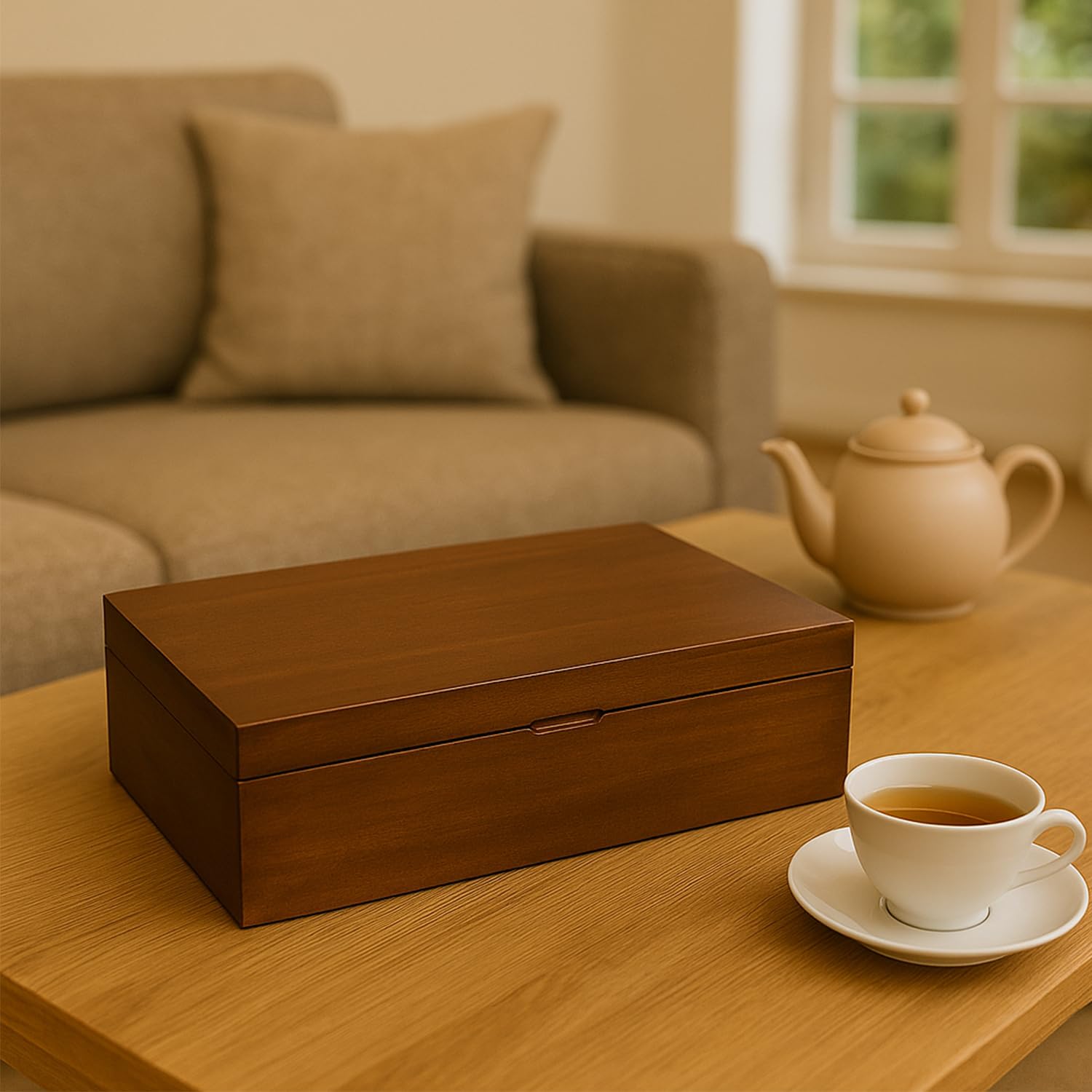 Acacia Wood Tea Bag Organizer, Tea Packet Caddy Storage Box, Teabag Holder Container with 8 Compartments, Organizador De Té Caja Para Te