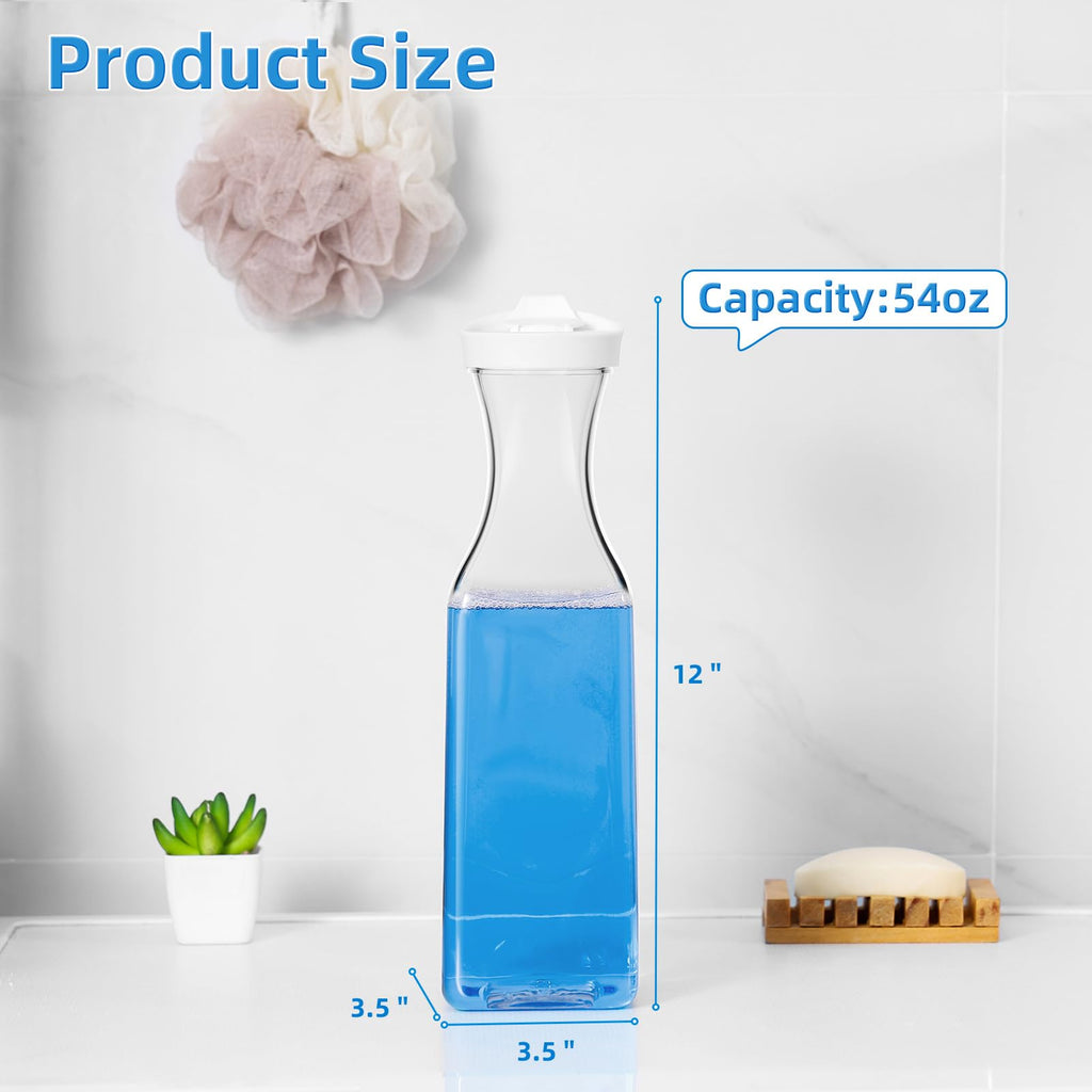 Fabric Softener Dispenser, 54oz Plastic Laundry Detergent Container - 2 Pack with 4 Labels for Laundry Room Organization