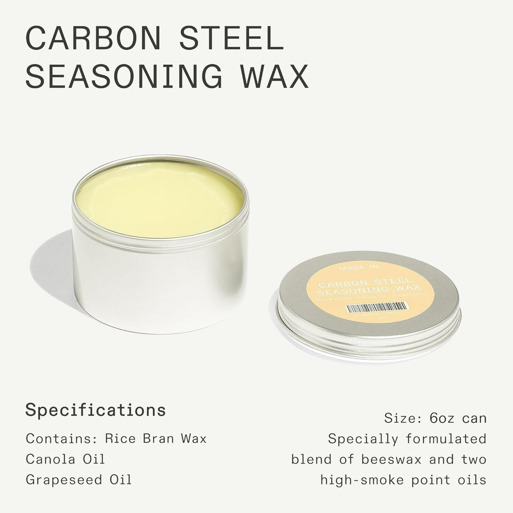 Made In Cookware - Carbon Steel Seasoning Wax (6 Oz) - Made in USA - Blend of Oils & Beeswax