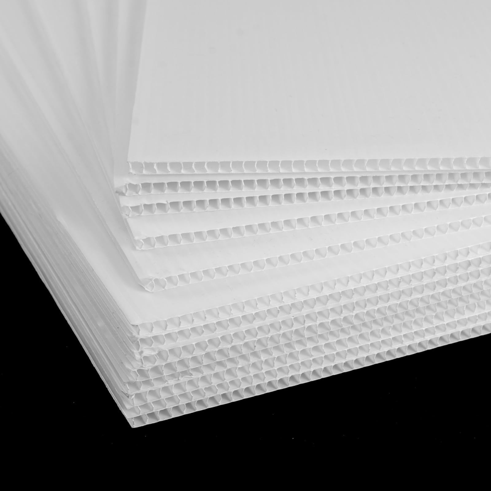 HAKZEON 20 Pack 17 x 13 Inch White Corrugated Plastic Sign Blank Board Double Sided, Blank Yard Sign Poster Board for Yards, Offices, Lawn, Garage Shops Sale Signs