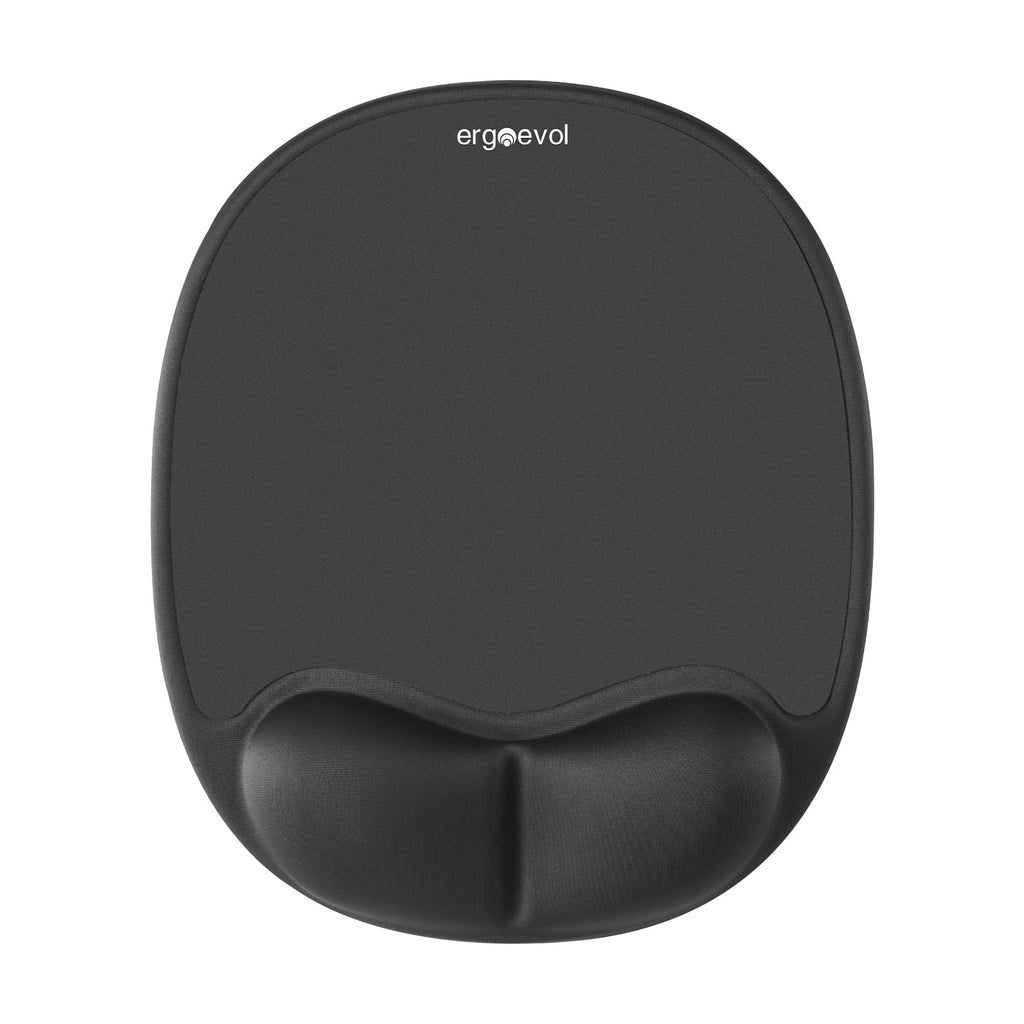 ErgoEvol Ergonomic Mouse Pad with Skin-Friendly Lycra Memory Foam Wrist Rest, Easy-to-Clean Smooth PP Surface, and Non-Slip PU Base – Ideal for Vertical, Ergonomic, and Office Mice(Jet Black)