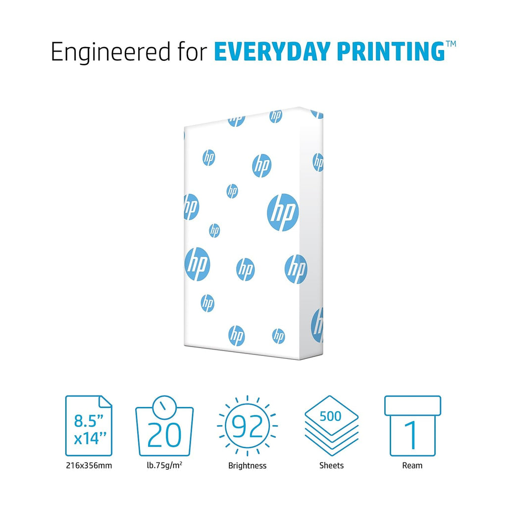 hp Printer Paper | 8.5 x 14 Paper | Office 20 lb | 1 Ream - 500 Sheets | 92 Bright | Made in USA - FSC Certified | 001422R