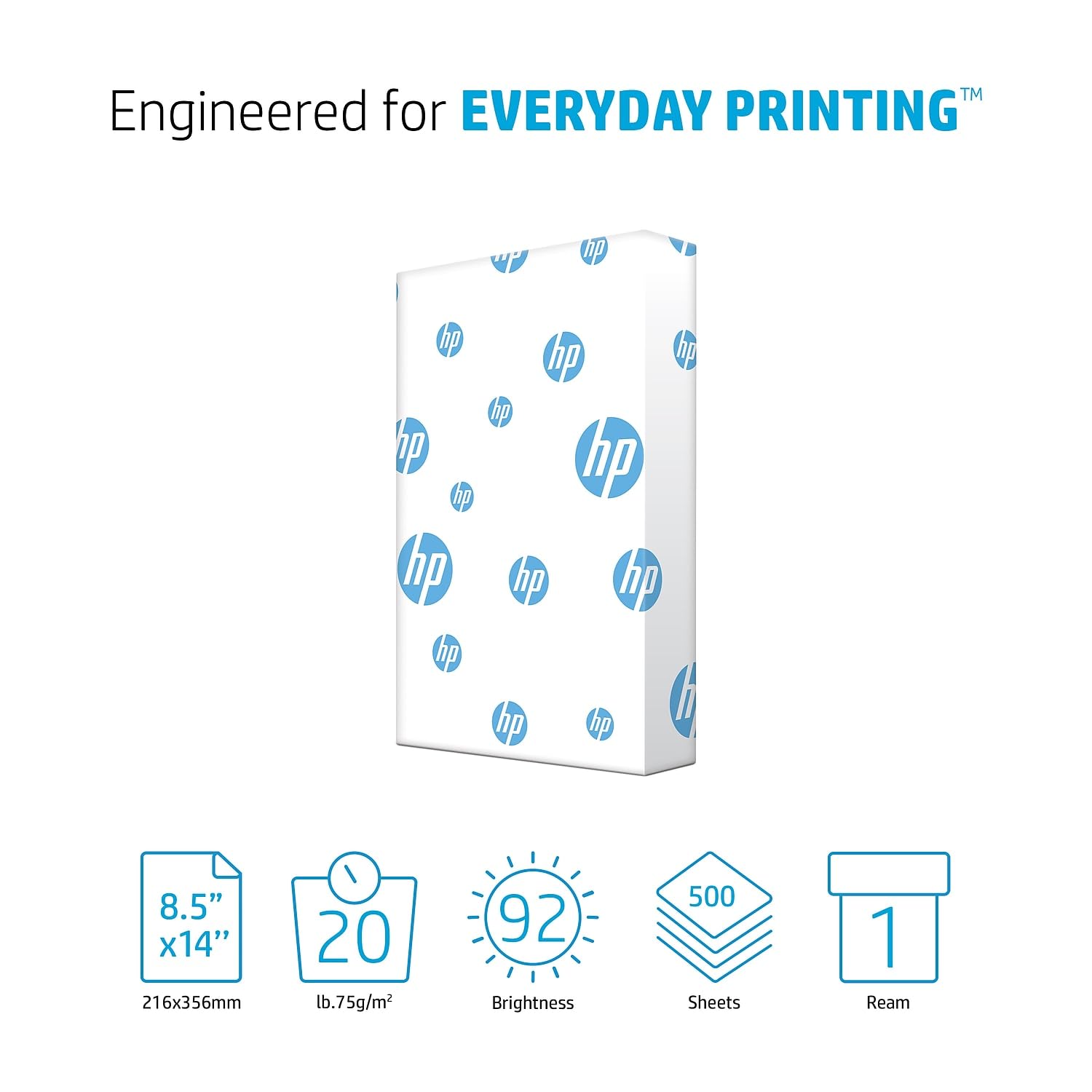 hp Printer Paper | 8.5 x 14 Paper | Office 20 lb | 1 Ream - 500 Sheets | 92 Bright | Made in USA - FSC Certified | 001422R