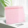 Marribol Calendar Dry Erase Board,30cmx25cm,Acrylic Desk Calendar with Stand,Dry Erase Calendar for Desk,Pink Dry Erase Board for Home Office School