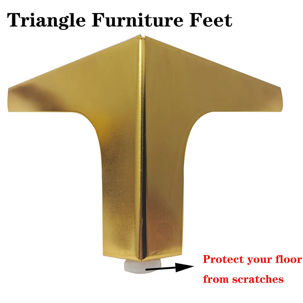 M MIMHOOY 4 Inch Furniture Legs Set of 4 Metal Cabinet Legs Modern Triangle Dresser Legs Luxury Gold for Sofa Cabinet Cupboard Couch Chair Ottoman