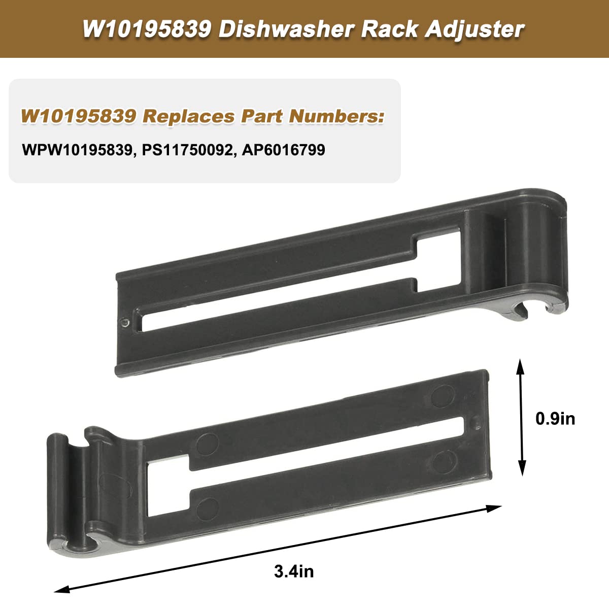 𝟮𝟬𝟮𝟔 𝗨𝗣𝗚𝗥𝗔𝗗𝗘𝗗 Dishwasher Upper Rack Adjuster W10546503 W10195839 W10195840 Dishwasher Positioner for Whirlpool Kitchenaid Maytag Top Rack Adjuster Replacement Parts W10418314 W10306646