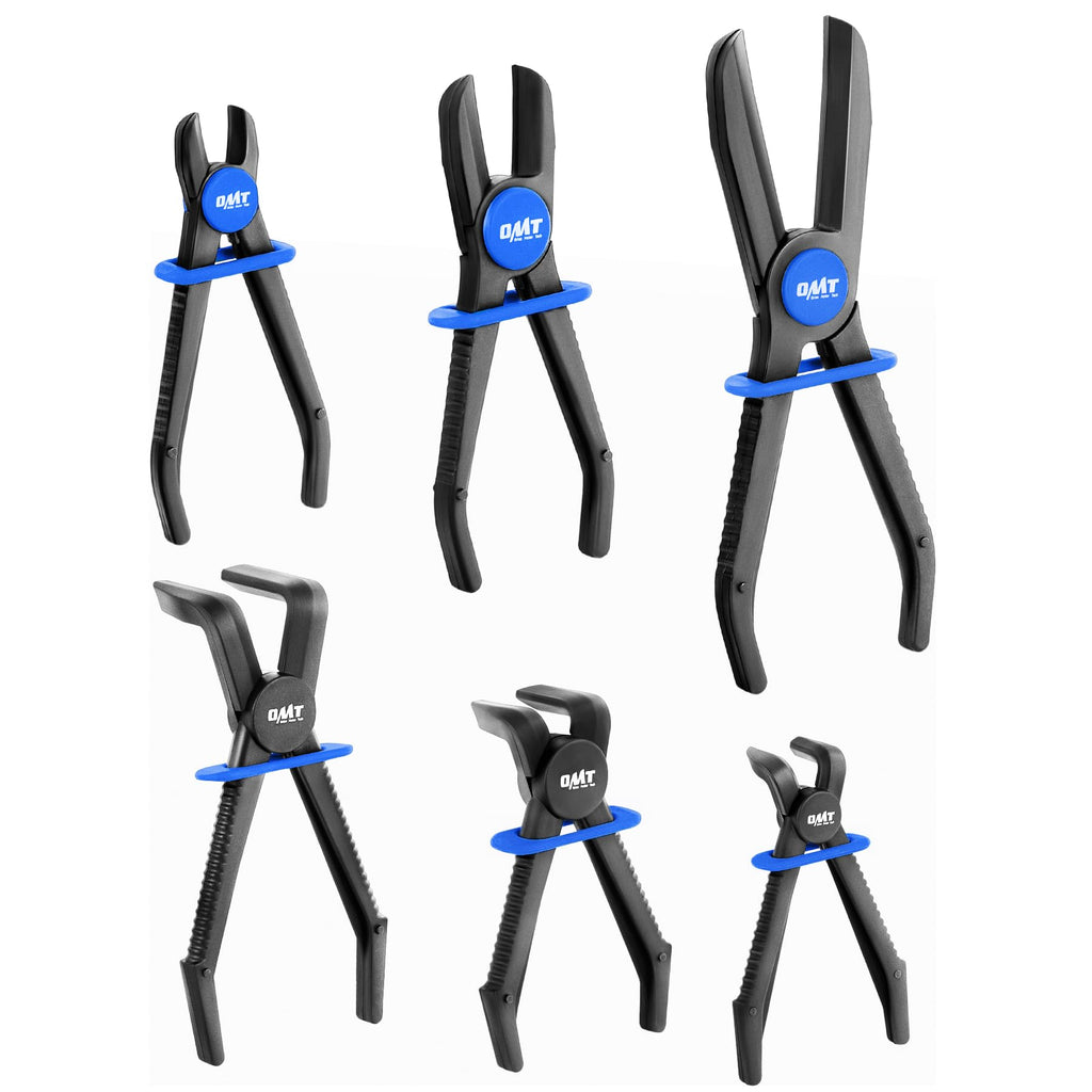 Orion Motor Tech 6-Piece Long Reach Hose Pinch Off Pliers Set for Flexible Brake, Fuel, Coolant Hoses Maintenance With Straight and 90° Options