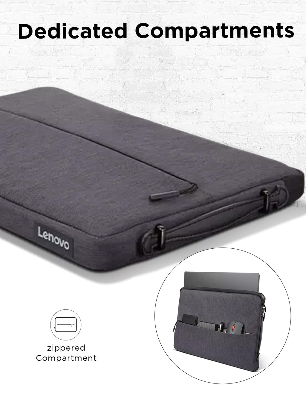 Lenovo Urban Sleeve 14-inch for Laptop/Notebook/Tablet - Water Resistant - Padded Compartments - Zippered Accessory Storage - Reinforced Rubber Corners - Extendable Handle - Charcoal Grey
