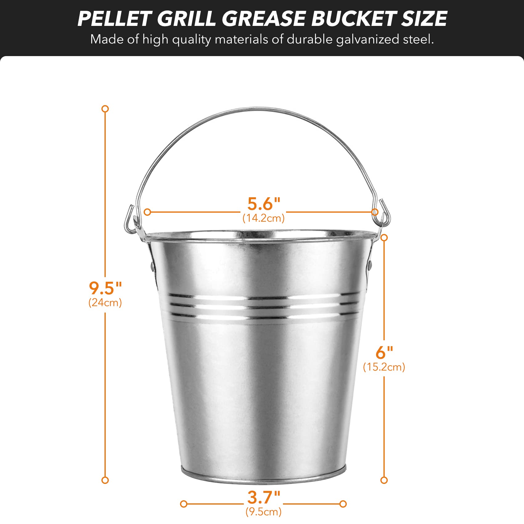 Stanbroil Drip Grease Bucket with 10-Pack Disposable Foil Liners for Wood Pellet Grills Traeger, Pit Boss, Camp Chef, Lousiana and Also Fits Most Other Wood Pellet Grills