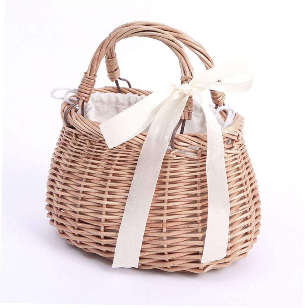 GLEAVI Handwoven Willow Flower Basket 7.48X5.90X4.72In Rustic Woven Storage Tote for Outdoor Picnic and Home Garden Decoration