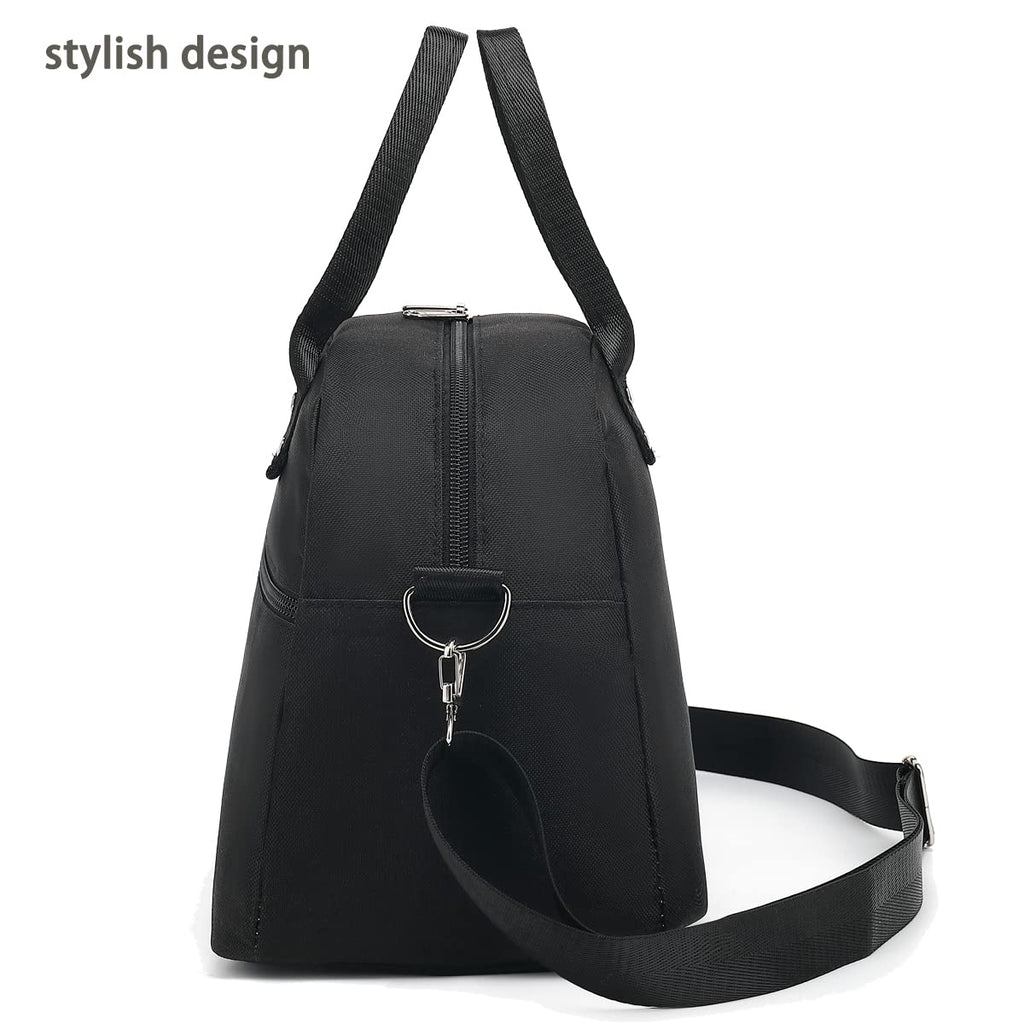 FlowFly Insulated Lunch Bag with Adjustable & Removable Shoulder Strap for Women, Men, and Kids, Large and Reusable, Handle, Work and School Travel Tote and Meal Prep Organizer,Black