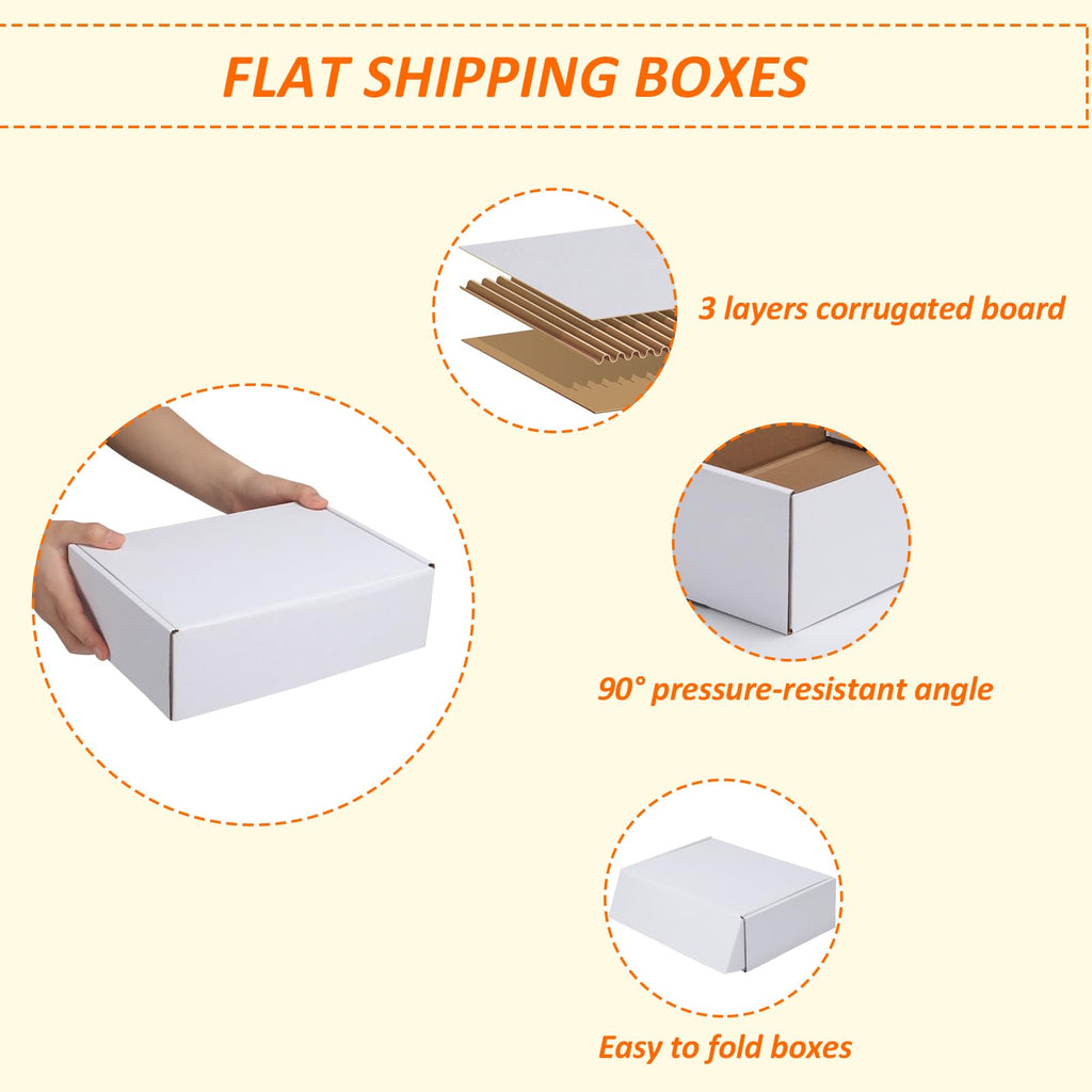 HORLIMER 10x7x3 inches Shipping Boxes Set of 25, White Corrugated Cardboard Box Literature Mailer